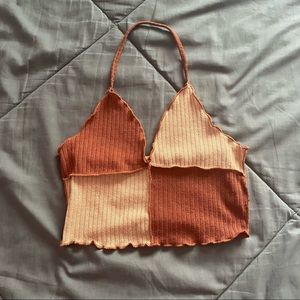 cropped brown halter top
